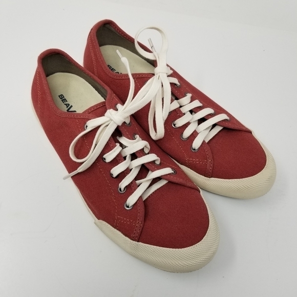 Seavees Monterey Sneakers Standard Red Ochre Lace Up Canvas Womens Size 10 Shoes - Picture 10 of 12